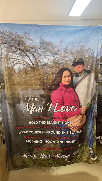 To the Man I Love - Premium Message Fleece Blanket