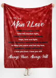 To the Man I Love - Premium Message Fleece Blanket