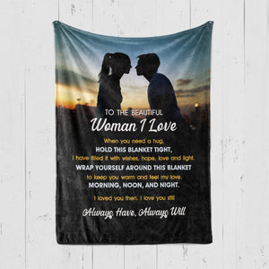 To the Woman I Love - Premium Message Fleece Blanket